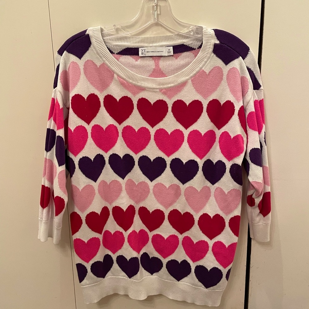 NY&C Multi-Colored Heart Sweater